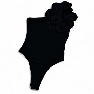 Size XS Black Bodysuit One Piece with Floral Detail